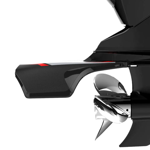 XR4 Senior Hydrofoils For 40-300 HP Boats Black Engine Stabilizer Fin Attached To Outboard Motor Side View