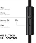Close-up of in-line control with mic and button for Wired Over Ear Studio Monitoring Headphones With 50mm Drivers For Mixing, DJing And Recording