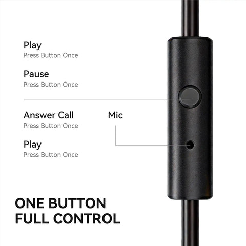 Close-up of in-line control with mic and button for Wired Over Ear Studio Monitoring Headphones With 50mm Drivers For Mixing, DJing And Recording