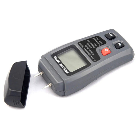 Pin Type Wood Moisture Meter Handheld Pro Grade For Timber And Firewood With Backlit Lcd Display 4 Modes And Data Hold Detects Dampness Humidity Levels And Lumber Moisture Quickly, gray body with cap