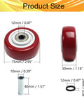 4 Pack 3 Inch PU Caster Wheels With 3 By 8 Bore Heavy Duty Plate Casters For Platform Trucks And Trolleys, side and front view sizing diagram