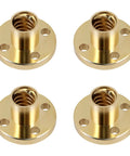 Set Of 4 Brass T8 Lead Screw Nuts For Z-Axis 3D Printer, 8mm Lead, 2mm Pitch, Compatible With Stepper Motors And Linear Guides