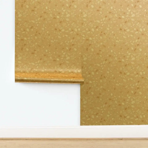 Modern Terrazzo Gold Metallic Wallpaper For Living Room Accent Wall Eco Friendly Vinyl Wall Covering showing texture and pattern.