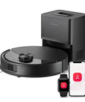 Smart Robot Vacuum and Mop With 10,000 Pa Suction, 70 Days Self Emptying, Sonic Mopping, Obstacle Avoidance, Auto Mop Lifting, Dual Anti Tangle Design, Black.