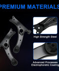 Gariqe 12-piece suspension kit: black high-strength steel lower control arms with ball joints for Toyota Corolla.