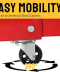 Badass 2 Ton Hydraulic Engine Hoist 4000 Lb Capacity with 360-degree swivel steel caster for easy mobility and maneuverability.