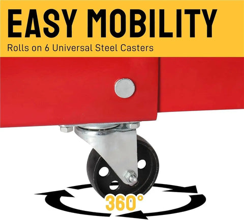 Badass 2 Ton Hydraulic Engine Hoist 4000 Lb Capacity with 360-degree swivel steel caster for easy mobility and maneuverability.