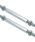 2Pcs Heavy Duty 8Mm Tie Rod Ball Joint Steering Tie Rod Sway Bar Heim Joint M8 Rod End Bearing Zero Play Direct Bolt In Kit For Atv Quad Dirt Bike Go Kart And Drift Trike, showing two silver tie rods with nuts.