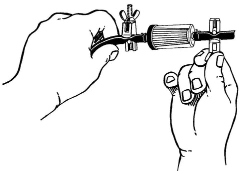 Illustration of Two Pack Hose Pinchers for quick pinching of vacuum and fuel lines without damaging them, showing usage on a hose.