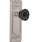 Egg And Dart Plate Passage Crystal Black Glass Door Knob Set In Satin Nickel For Closet And Hallway Doors Brass Hardware