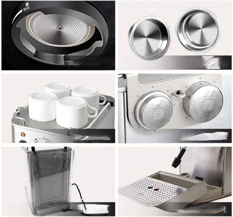 Components of Semi Automatic Espresso Machine With 19 Bar Pressure Dual Temperature Control Steam Milk Frother