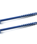 Two Blue-Kote Pocket Hole Screws For Outdoor Woodworking Two And A Half Inch Coarse Thread Maxi Loc Head Weather Resistant visible