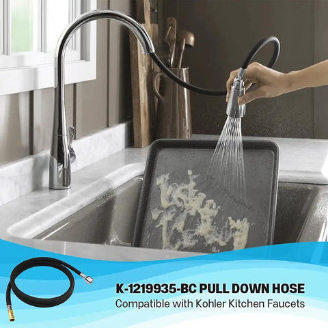 DockNetik Compatible Kitchen Faucet Hose Adapter Extender For Pull Down Faucets Easy Install 67 Inch Bright Chrome