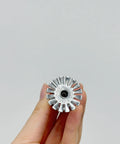 Heavy Duty 5 Pack Fire Sprinkler Heads With Automatic Thermal Trigger At 155 Degrees Fahrenheit Slick Chrome Plated Brass For Indoor Setup, top view of nozzle.