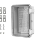 ABS Plastic IP65 Dustproof Waterproof Junction Box with Hinged Shell and Clear PC Cover Gray 5.9 x 3.9 x 2.8 Inches, with screws and mountings