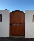 Mexican Tile Mix 100 Tiles 4x4 Ceramic Squares In Totally Mixed Colors on white wall with wooden gate Spanish Colonial Style