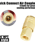Brass Air Hose Fittings Quick Connect Coupler One Quarter Inch NPT Female Thread for Compressors, M Style, close-up view