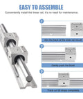 SBR20 Linear Rail Kit 3000mm With Four 1500mm Rails Eight SBR20UU Blocks Four Dowel Pins, installation steps diagram