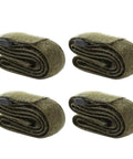 Heavy Duty Ratchet Luggage Straps Four Pack Adjustable Tie Down Belts For Camping Gear rolled and secured in green.