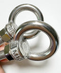 Heavy Duty M10 Shoulder Eye Bolt 304 Stainless Steel 4 Inch Lifting Ring 2 Pack Includes Nuts And Washers on display.