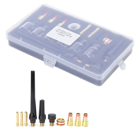 Top Tier Welding Torch Accessories Kit For Wp 17 18 And 27 Models Includes Premium Glass Nozzle Cups and Brass Consumables.