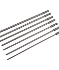 Ultra Long 7-Piece Screwdriver Bits Set PH1 PH2 With Deep Reach 200mm Extra Length Drivers For Tough Jobs 6.35mm Hex Shank Mag Head High Quality Steel Power Tool Kit That Never Gets Slipped. 7 steel screwdriver bits, 200mm long, hex shank