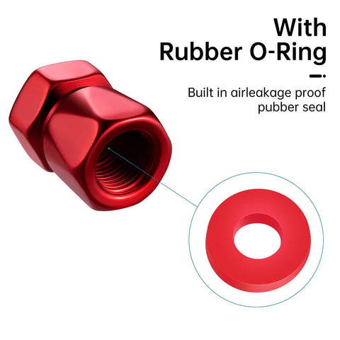 Toyota Tire Valve Stem Caps 4 Pack Aluminum Alloy Red Car Wheel Air Caps For Corolla RAV4 Highlander with rubber O-ring