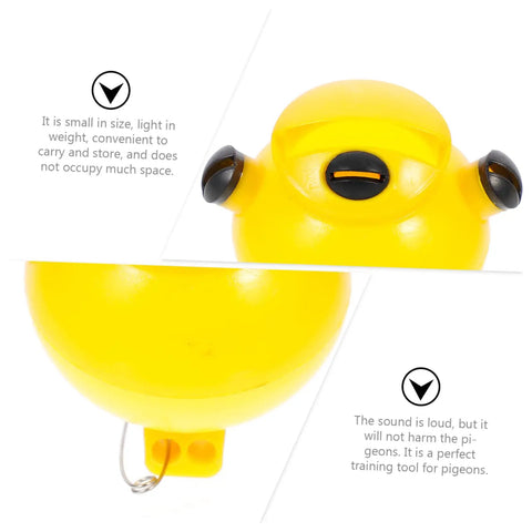 Portable Pigeon Training Whistles 2 Pack Lightweight Four Tone Bird Call Set showing yellow ABS and steel whistle.