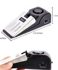 Front view of black door stop alarm wedge with metal plate; 120dB; pack of 2