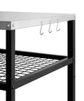 Side view of Stainless Steel Outdoor Grill Cart With Wheels For A Serious Outdoor Kitchen Setup Heavy Duty Pizza Oven Stand