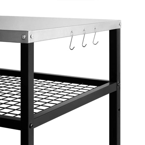 Side view of Stainless Steel Outdoor Grill Cart With Wheels For A Serious Outdoor Kitchen Setup Heavy Duty Pizza Oven Stand