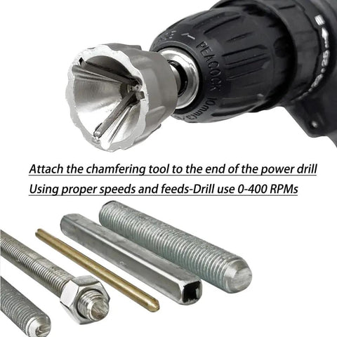 External Chamfer Deburring Tool With Hex Shank For Quick Thread Repair And Burr Busting Removal Heavy Duty Metal Deburring Drill Bit Set That Cleans Burrs Fast Fits 1/8 To 3/4 Inch 3mm To 19mm