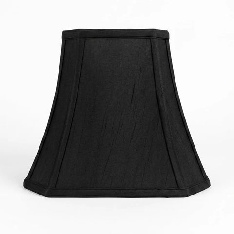 Rectangular Cut Corner Lamp Shade Top 5x6.5 Bottom 8x12 10 Slant Height Black With Gold Lining Silk Shantung Or Linen Fabric