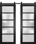 Straight Up Premium Sliding Double Barn Doors With Hella Heavy Duty Hardware Kit Featuring Matte Black Finish, 42x96 inches for modern living room.