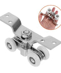 Two Piece Indoor Outdoor Sliding Door Rollers Set With Stainless Steel Silent Nylon Wheels Beefy Heavy Duty Track Hardware Rust Resistant Pulley