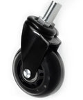 Side view of a 6 Pack 2.5 Inch Heavy Duty Swivel Caster Wheel For Creepers And Service Carts showing steel and polyurethane construction