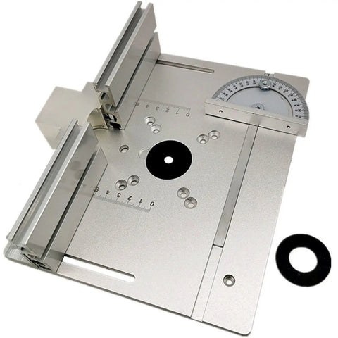 Step Up Your Game With These Buttery Smooth Aluminum Router Table Insert Plates Designed For Dead Nuts Accurate Cuts, featuring miter gauge.