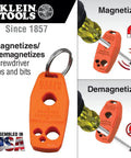 Image showing orange magnetizer and demagnetizer tool from Complete 16 Piece Screwdriver And Nut Driver Tool Kit.