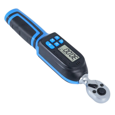 Digital Torque Wrench With Electronic Ratchet, Quarter Inch Drive, 1.5 To 30 Nm Range, Memory Data Storage, Buzzer And LED Indicator, Ideal For Car And Motorcycle Maintenance And Repair, blue-black handle