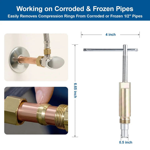 Compression Sleeve Puller And Ferrule Remover For 1/2 Inch Copper Pipe No Cutting Required handles corroded pipe rings