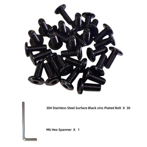 Beefy Heavy Duty M6 X 15mm Flat Head Hex Socket Cap Screws Bolts 30 Pcs In 304 Stainless Steel Black Zinc Plated Full Thread For Furniture Offices And Garages With Hex Spanner Included