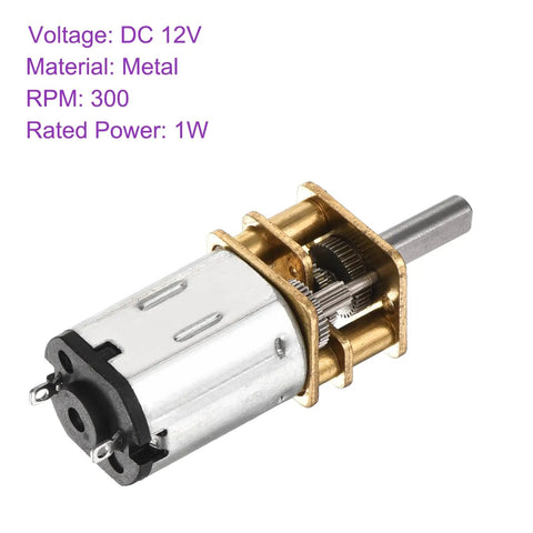 12V 300RPM Micro DC Gearbox Motor With One Hundred To One Gear Reduction 10mm Output Shaft Metal Housing