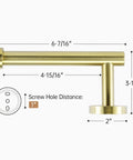 Dimensions of Stainless Steel Toilet Paper Holder Set 2 Pack Anti Rust Wall Mount Bathroom Accessory Brushed Gold Finish SUS304