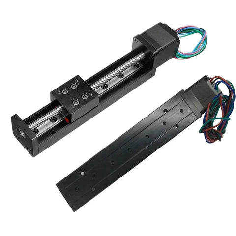 Rock Solid 4 Piece Nema11 Driven Cnc Gantry Stage 3 Axis Xyz Linear Rail Kit Featuring T Slot Slides And 50 To 300 Mm Stroke close-up of linear rail module and motor.