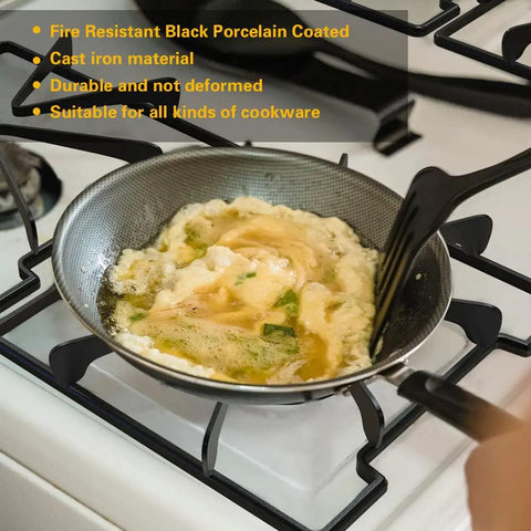Cooking egg on 4 Pack Gas Range Burner Grates Replacement For WPW10268483 W10268483 AP6018155 Black Porcelain stovetop