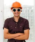 Man wearing Badass Adjustable Welding Glasses With Anti Scratch Lenses For Safe Industrial Eye Protection For Dudes And Crews Alike.