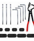 Ultimate 17-Piece Heavy Duty Exhaust Hangers Kit With Specialty Removal Tool For Effortless Undercarriage Repair And Fast DIY Car Fixes Today, steel rods and rubber isolators