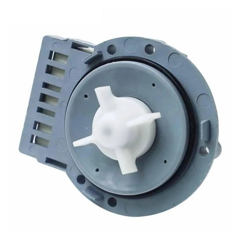 Universal PSB-1 Drain Pump Motor For Washing Machine Plastic Housing Replacement, Fix Slow Drain And Leaks, Easy DIY Install, Compatible With Multiple Washers, Durable Plastic Construction, Budget Friendly Repair Part. gray plastic washer drain pump motor