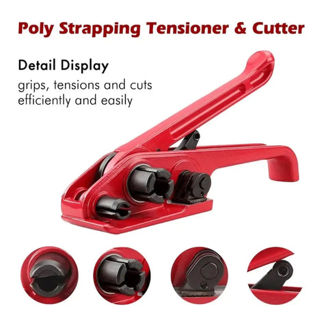 Heavy Duty Electric Strapping Machine And Hydraulic Crimping Tool Set, red poly strapping tensioner and cutter for easy packing.