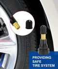 25-pack TR-600HP snap-in tire valve stems, 1-1/4 inch length, brass body with black cap for most car tires